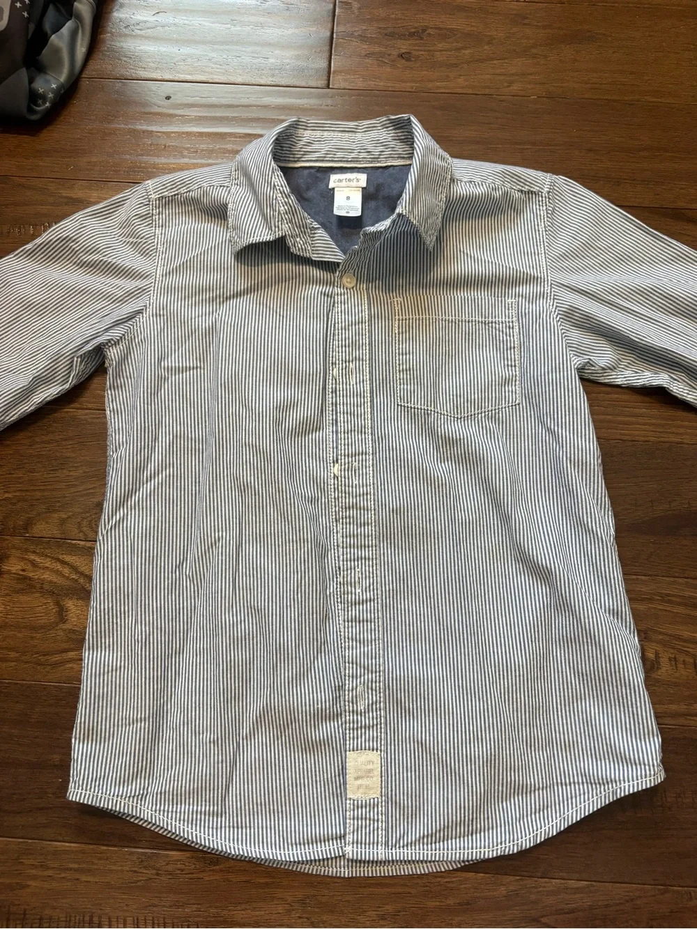 Carter's Men's Blue and White Pinstripe Button-Down Shirt